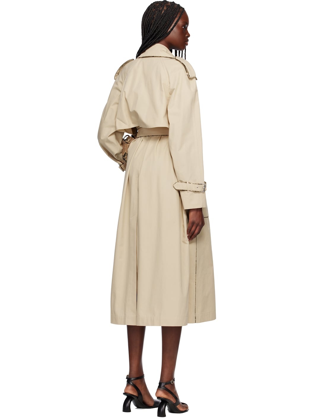 Beige Piping Trench Coat - 3