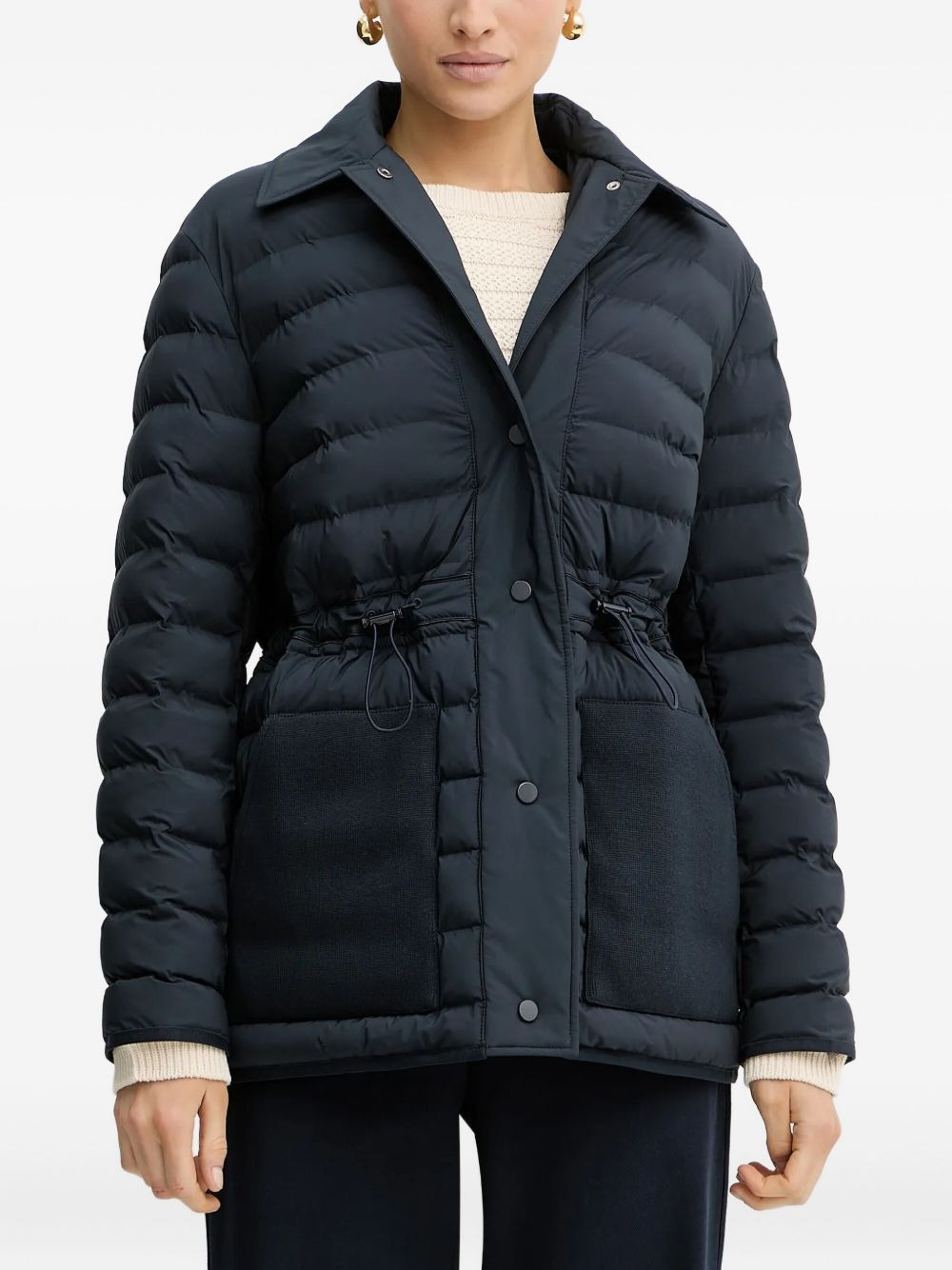 quilted drawstring-waist puffer jacket - 1