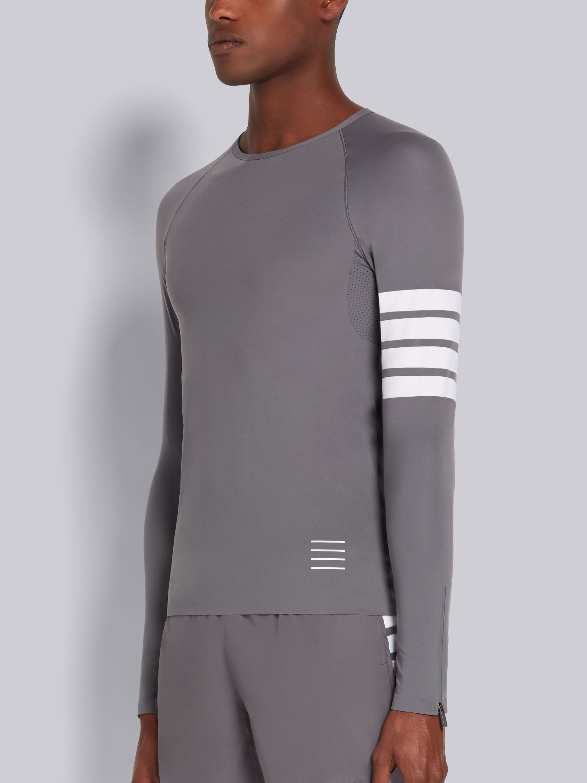 Medium Grey Piece-dyed Interlock 4-Bar Compression Tee - 2