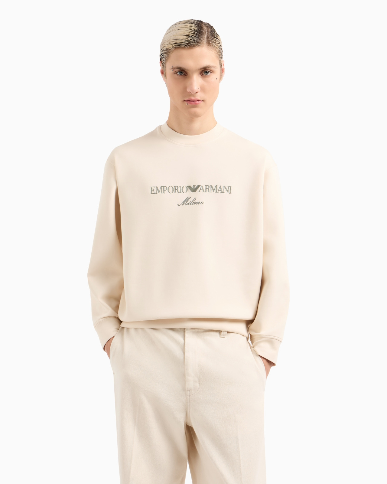 DOUBLE-JERSEY SWEATSHIRT WITH LOGO EMBROIDERY - 4