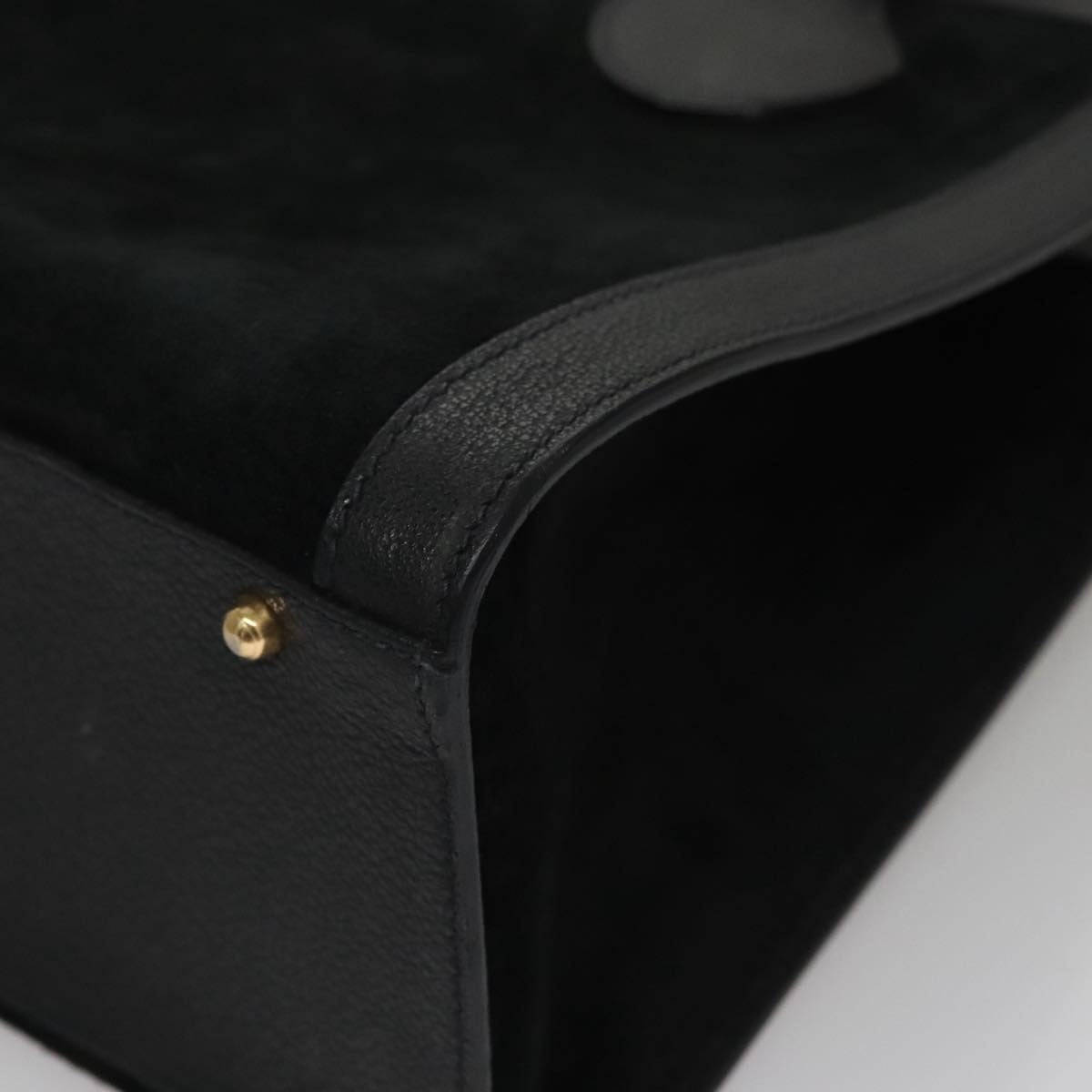GUCCI Bamboo Hand Bag Suede Leather Black - 11
