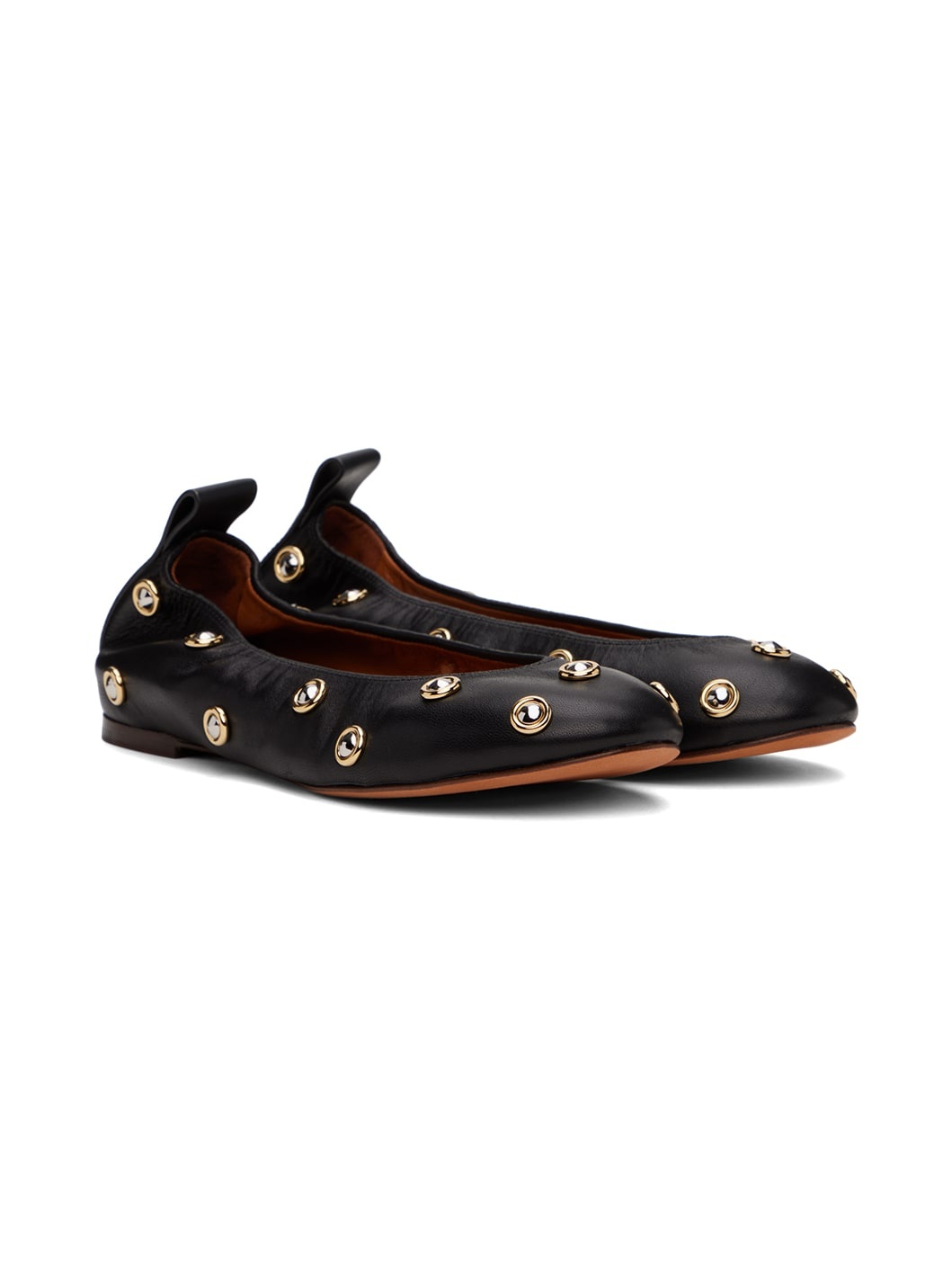 Black Studs Ballerina Flats - 4