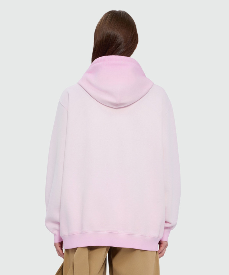 Pink cotton hoodie with hand-applied gradient treatment 3