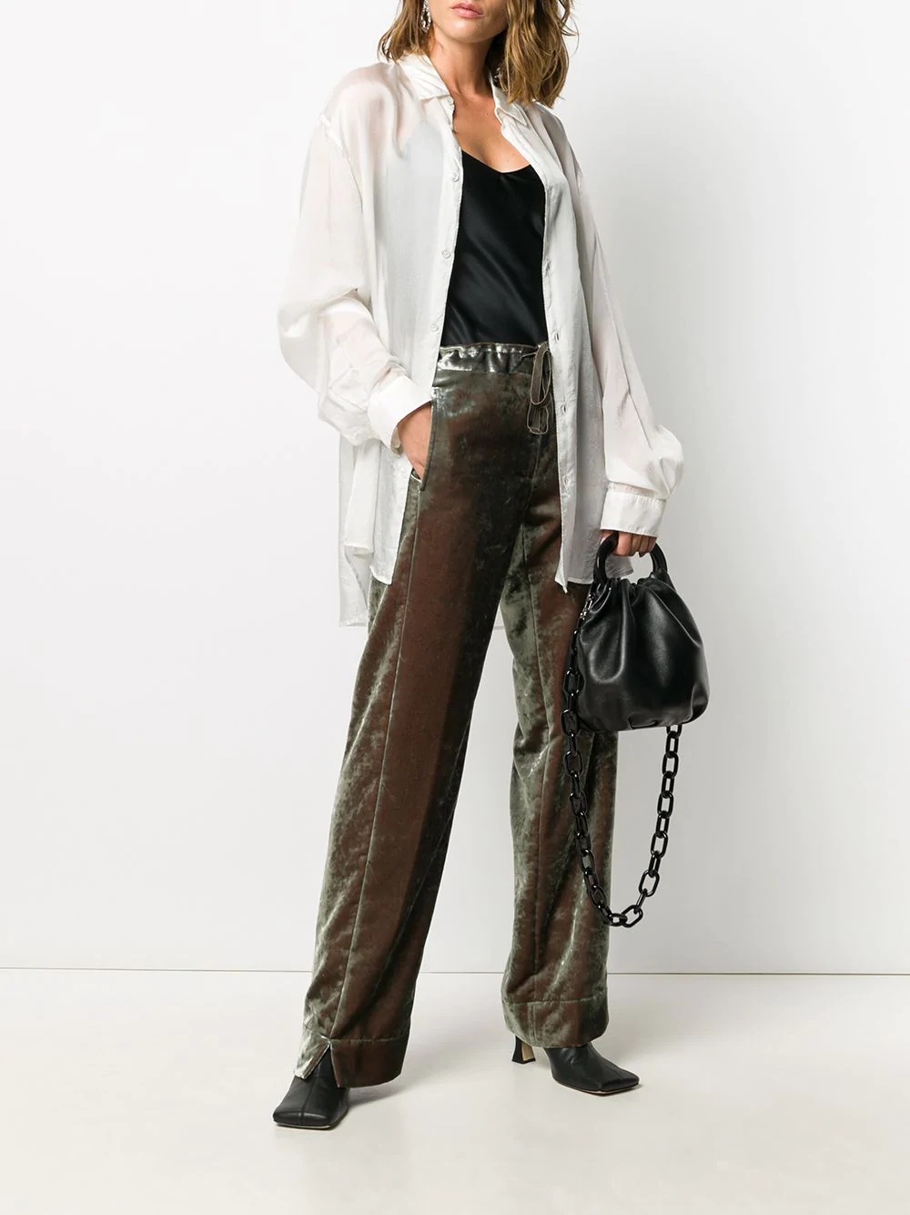 velvet straight-leg trousers - 2