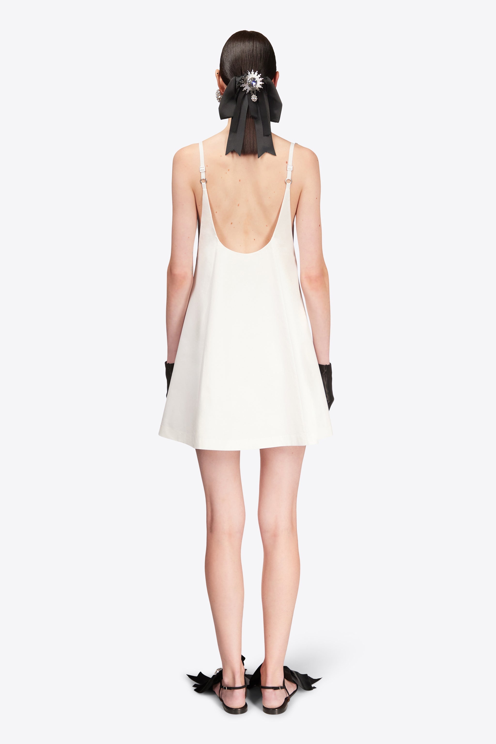 CRYSTAL ROSETTE POPLIN MINI DRESS - 6
