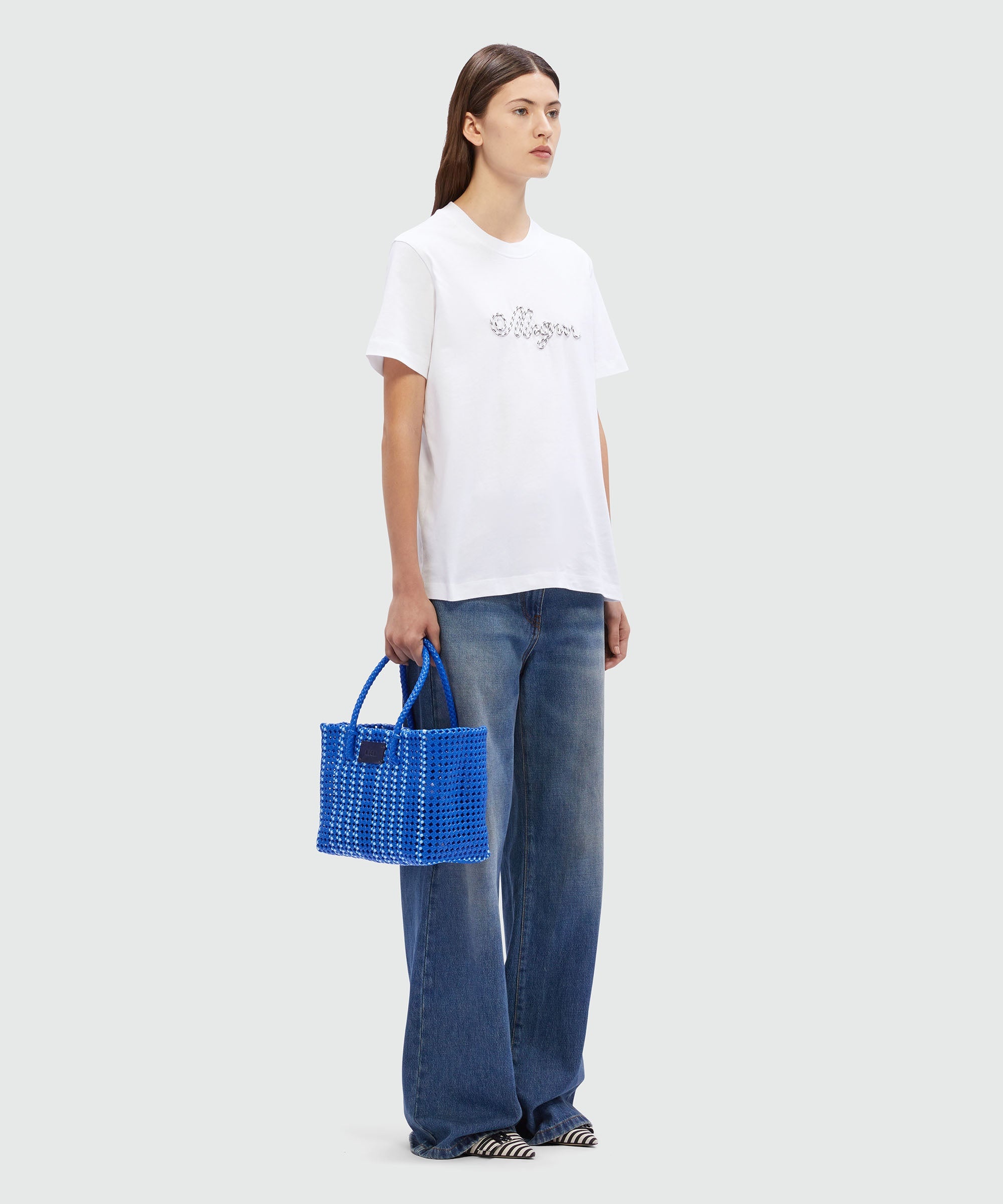 White cotton T-Shirt with rope MSGM logo - 4