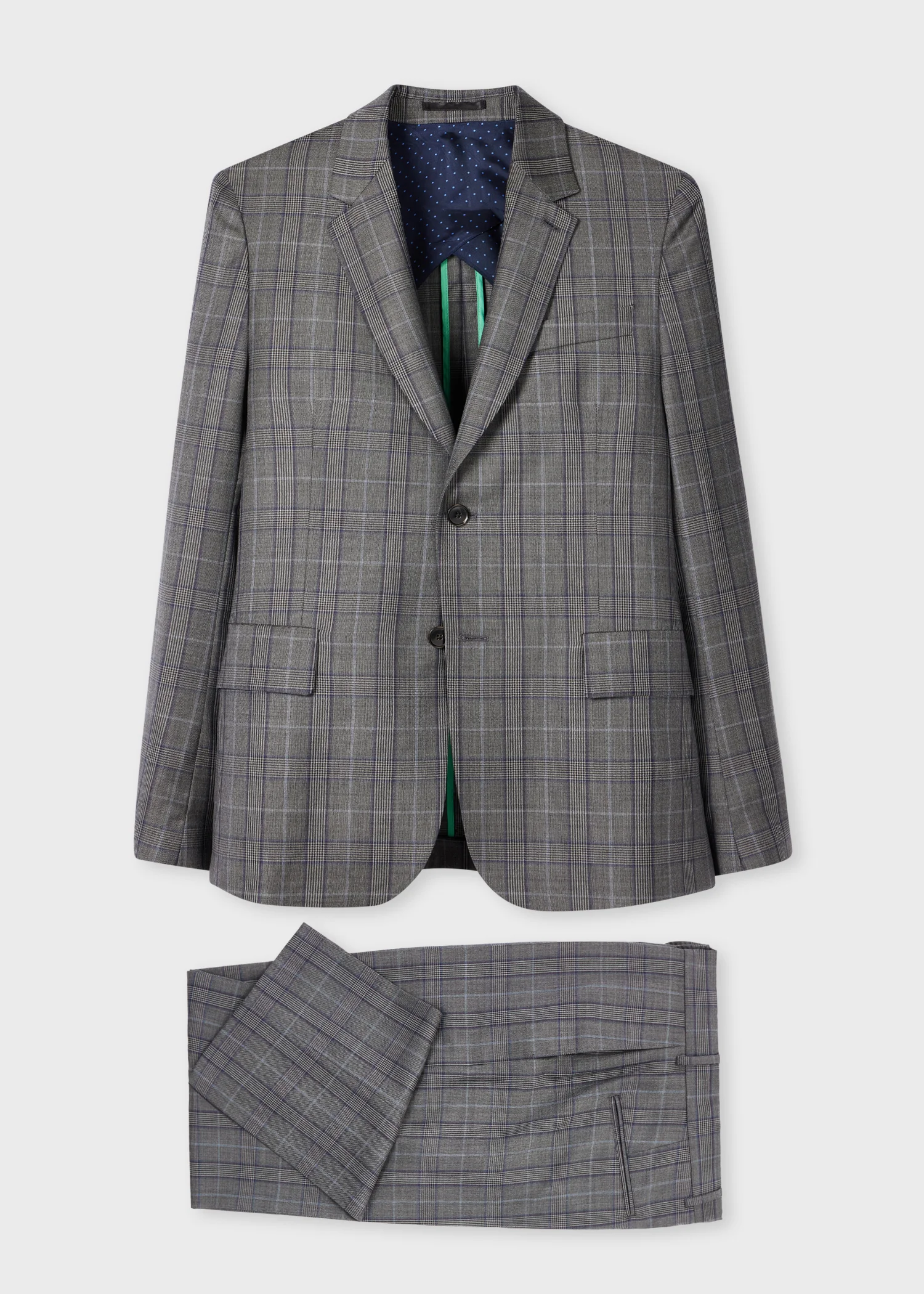 Grey Wool Check Suit - 1