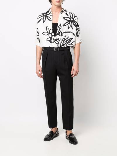 SAINT LAURENT striped straight-leg silk trousers outlook