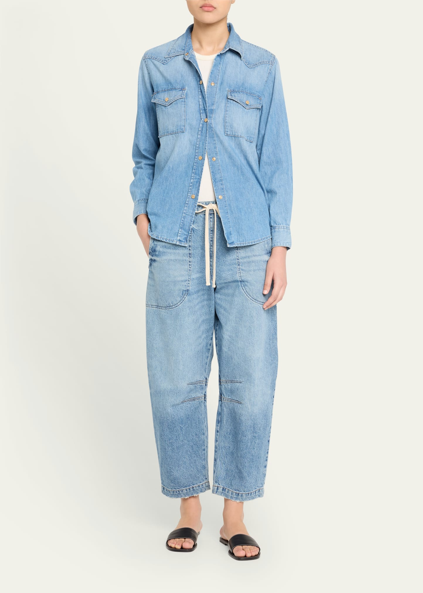 Jetties Beach Drawstring Barrel-Leg Jeans - 2