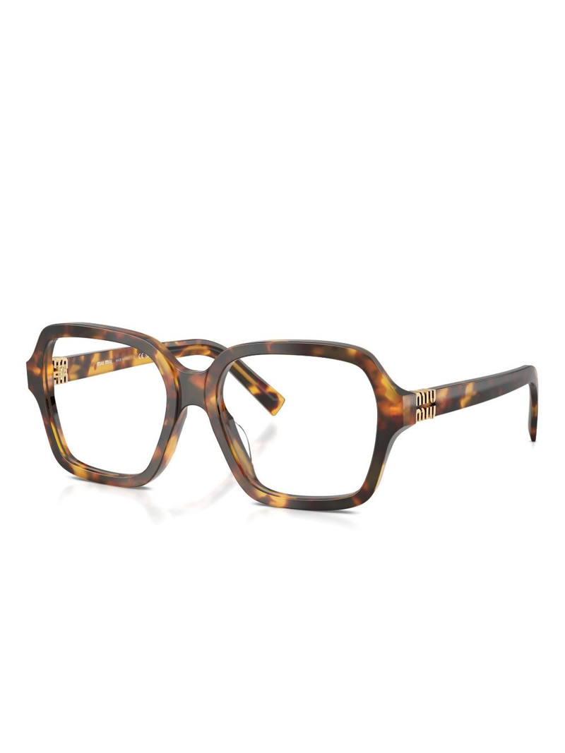 Miu Miu tortoiseshell-pattern square-frame glasses outlook
