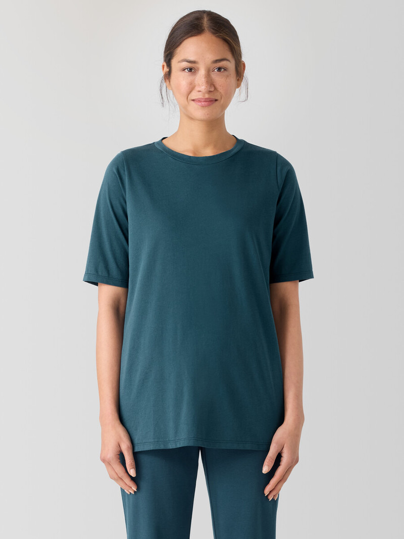 EILEEN FISHER Organic Pima Cotton Jersey Long Tee outlook