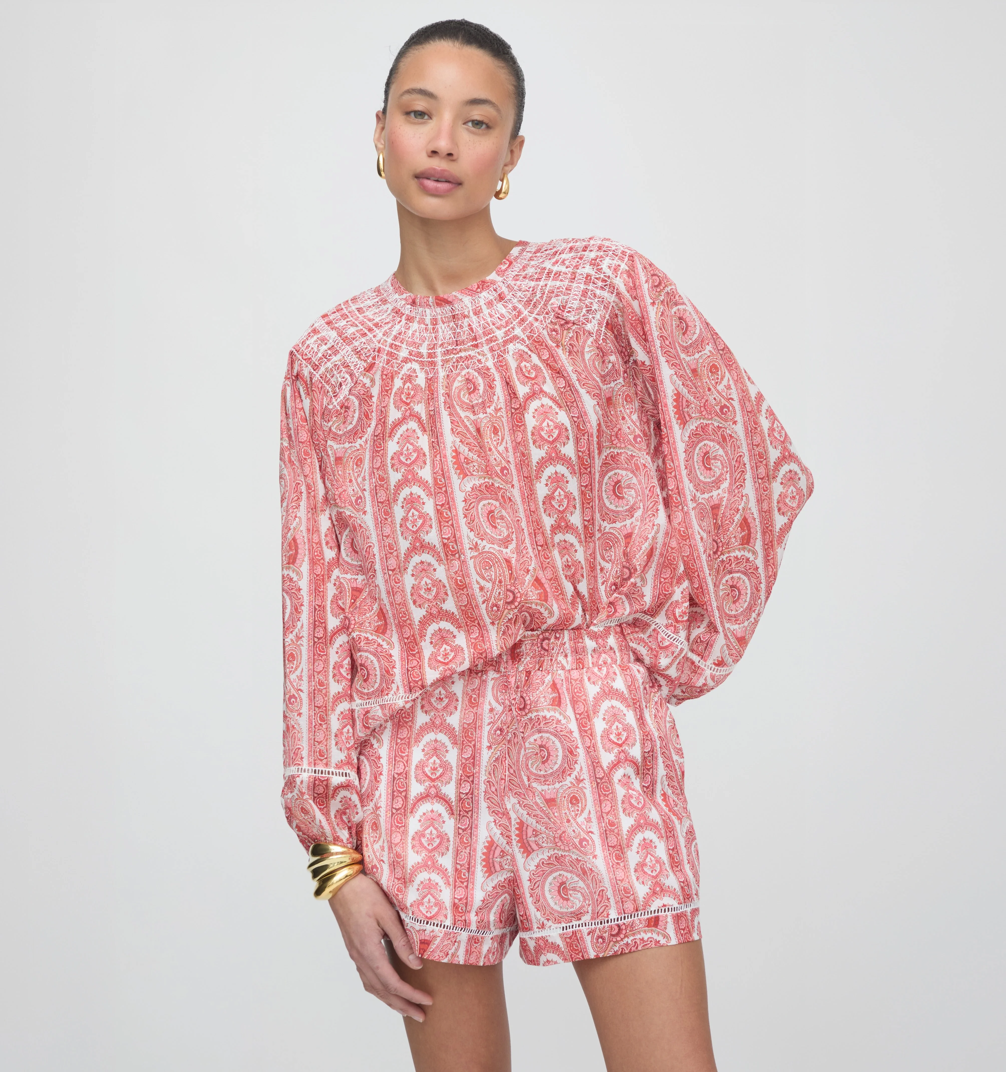 The Audrey Short - Coral Corsica Paisley - 1