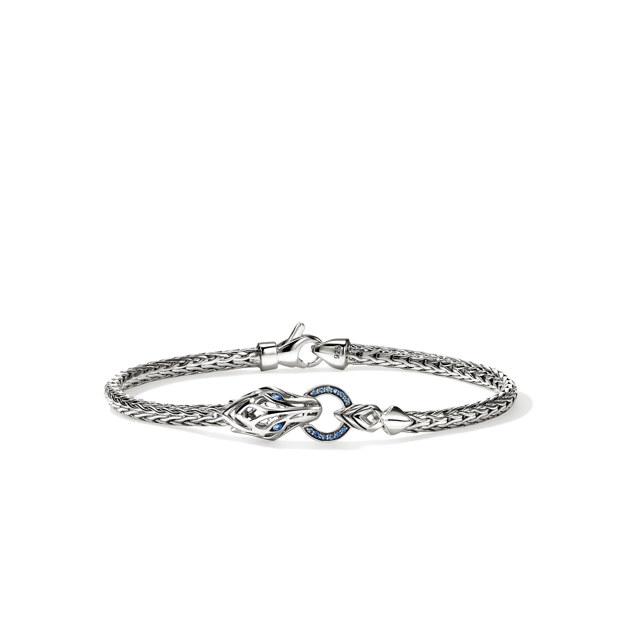 Naga Bracelet, Sterling Silver, Blue Sapphires, 3.5MM - 1