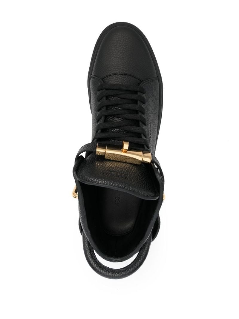 high-top leather sneakers - 4