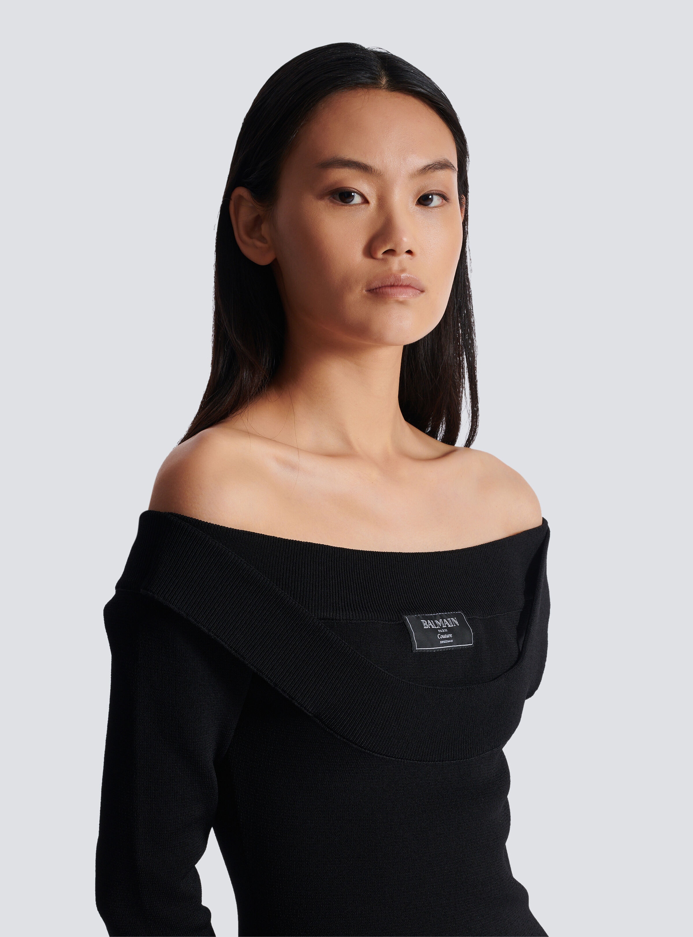 Long plain knit dress - 7