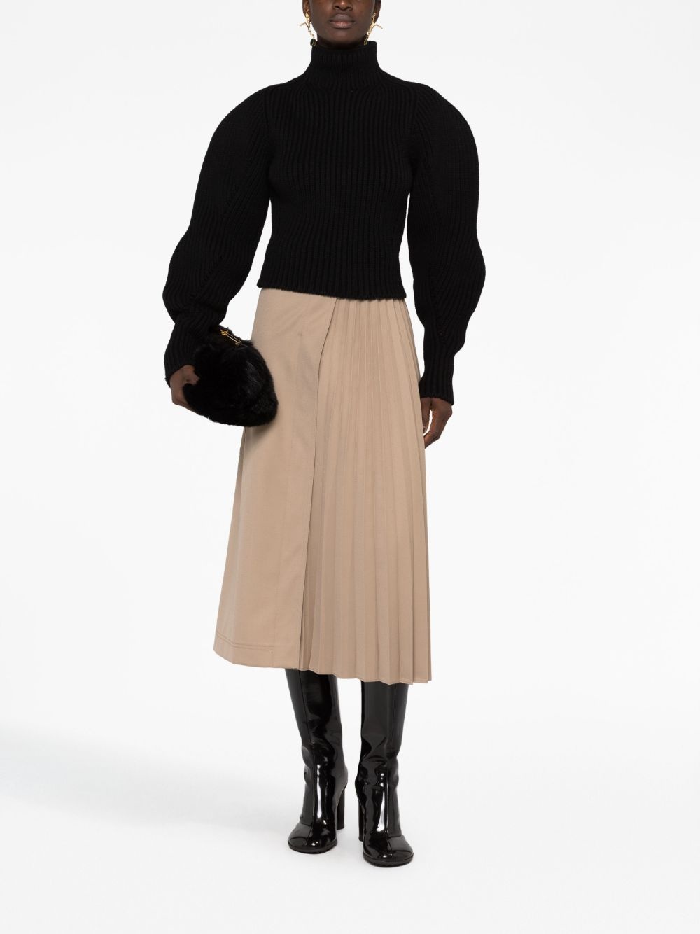 high-neck ribbed-knit jumper - 2