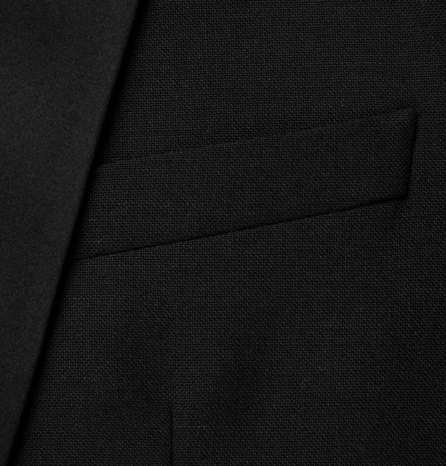 Black Embroidered Satin-Trimmed Wool and Mohair-Blend Tuxedo Jacket - 3