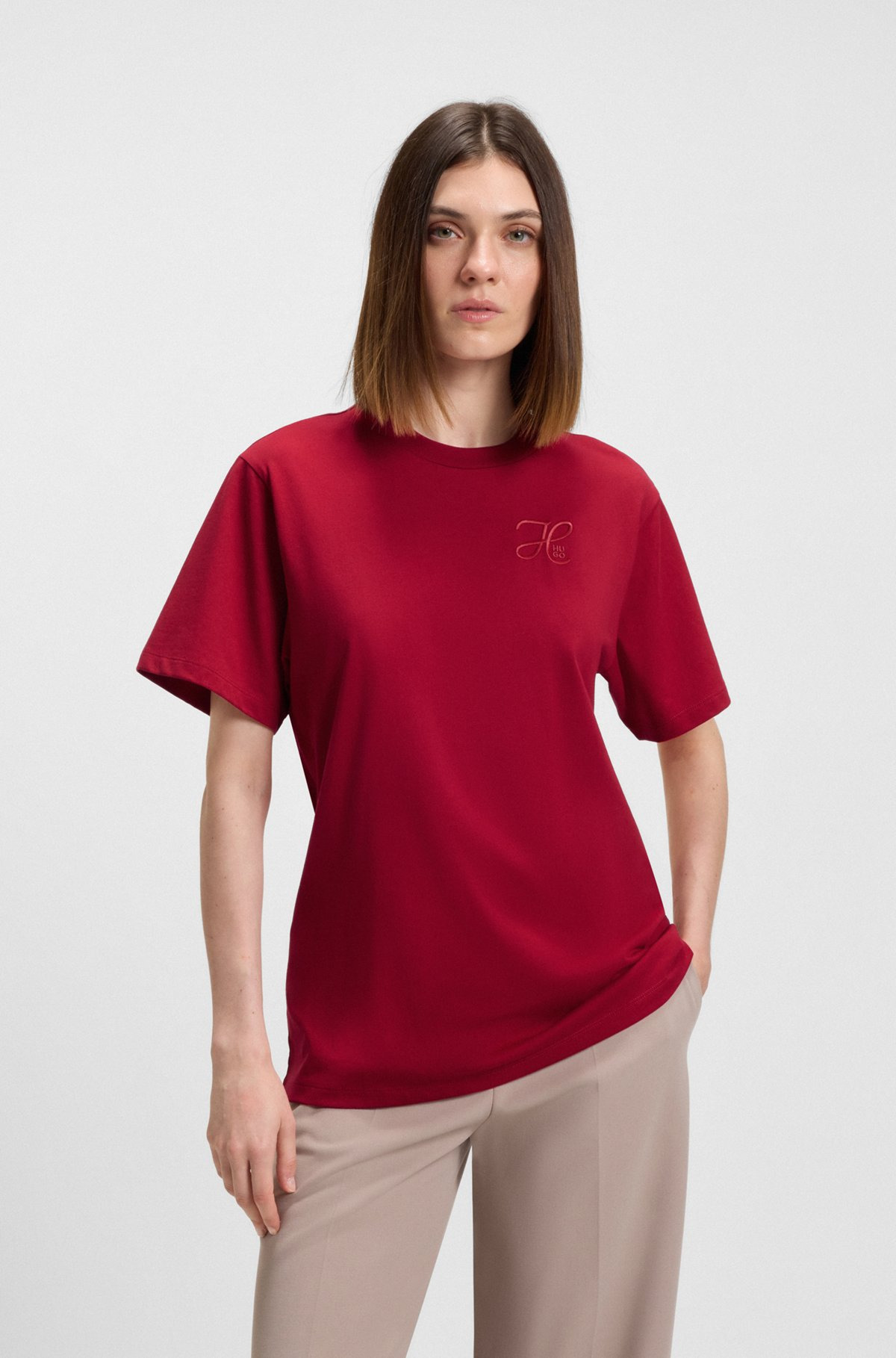 RELAXED-FIT T-SHIRT IN COTTON JERSEY WITH EMBROIDERED MONOGRAM - 2