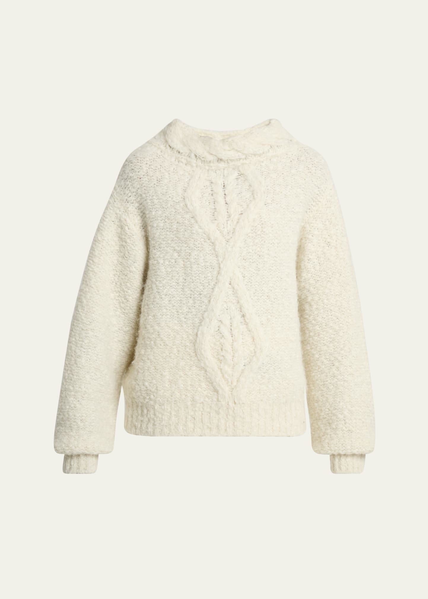 Romane Irish Funnel-Neck Alpaca Sweater - 1