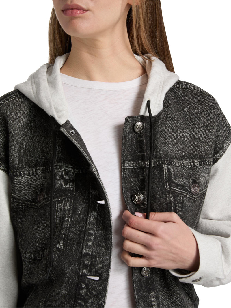 Women's rb Miramar Terry Combo Hooded Trucker Jacket - Sport Combo Washed Black 6