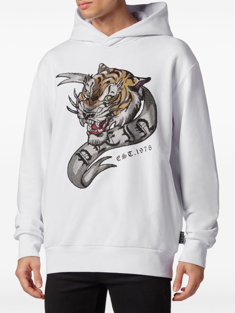crystal-embellished tiger-print hoodie - 3