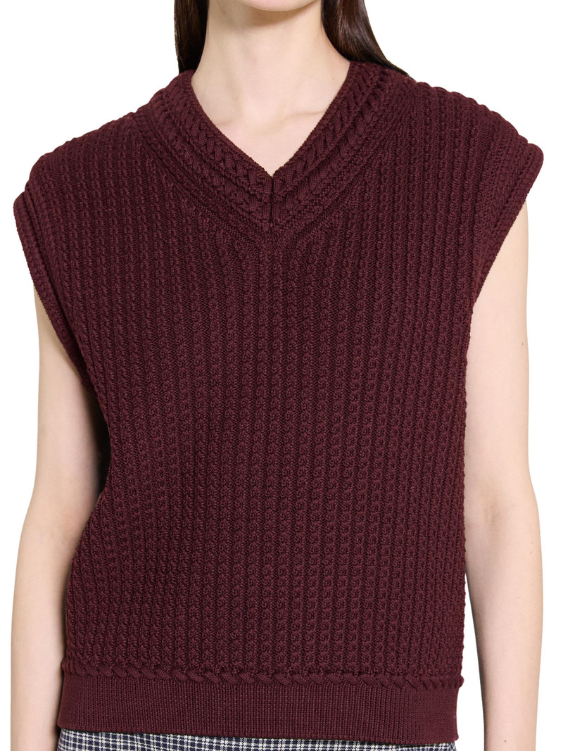 Women's Textured Cotton Vest - Grenache 6