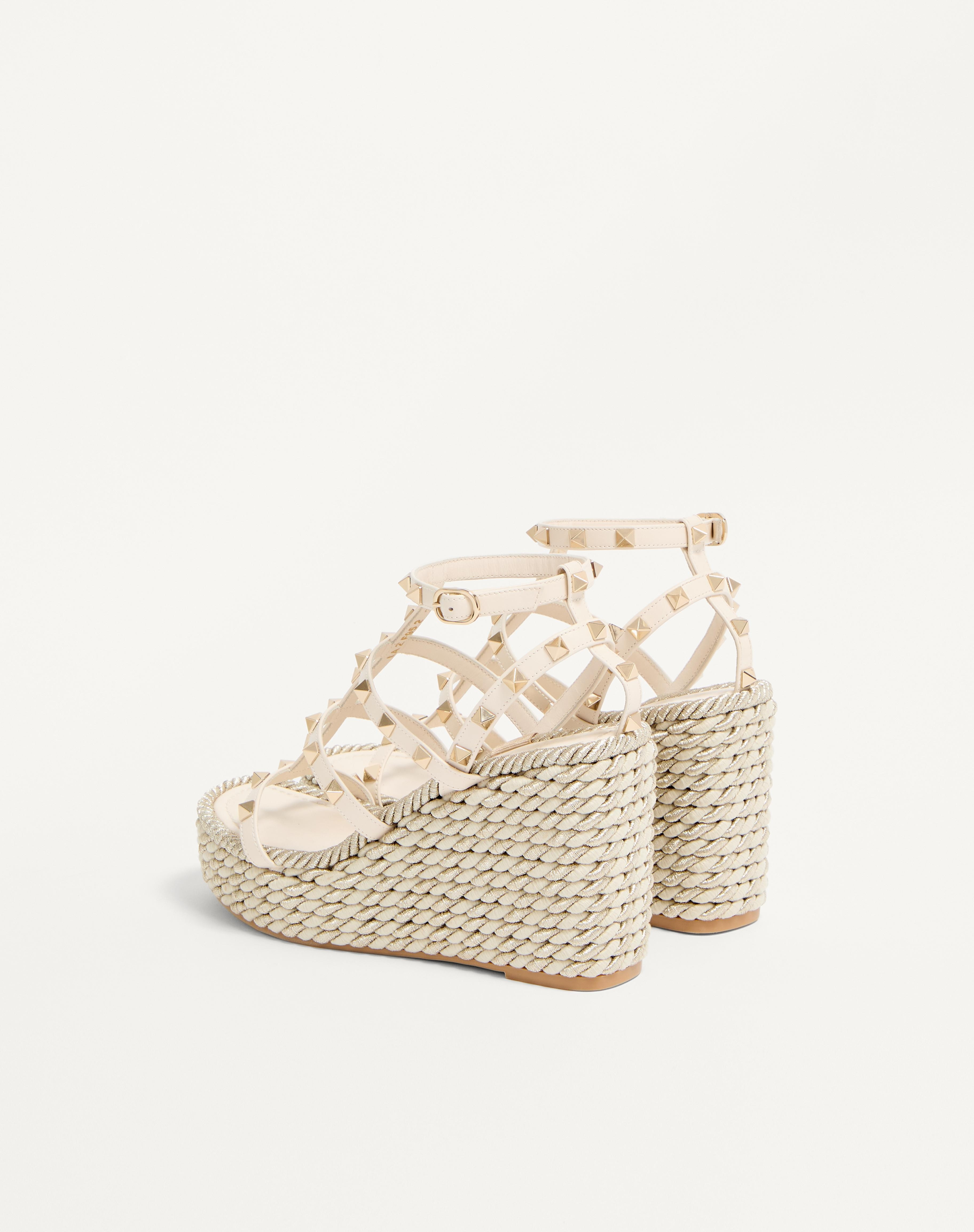 ROCKSTUD CALFSKIN WEDGE SANDAL WITH STRAPS 95 MM - 5
