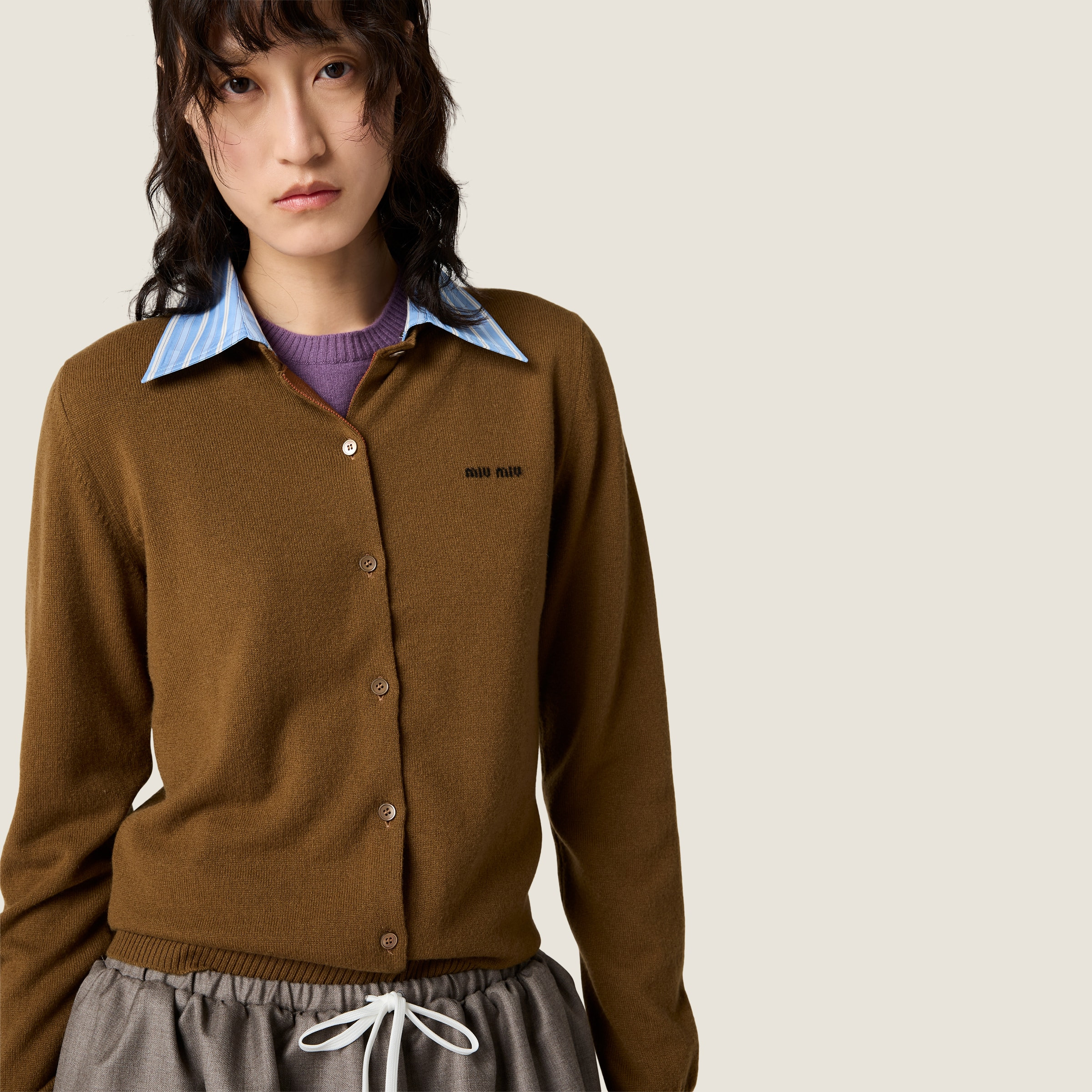 Cashmere cardigan with collar - 4