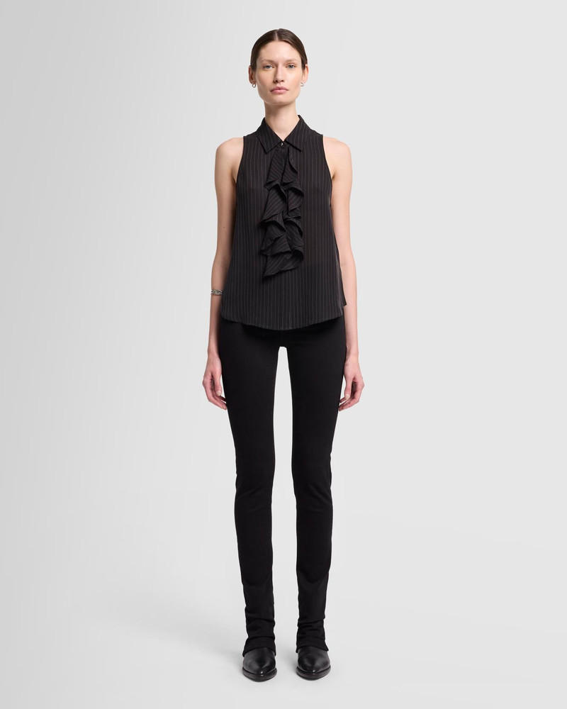 7 For All Mankind Ruffle Bow Halter Top in Pinstripes outlook