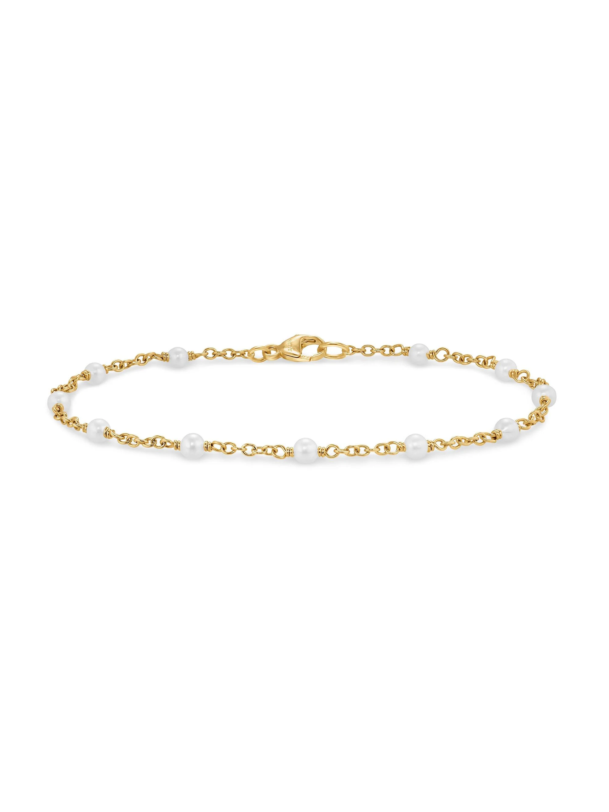 Women's Pearl Classics Station Bracelet in 18K Yellow Gold, 3.5MM - Pearl - 1