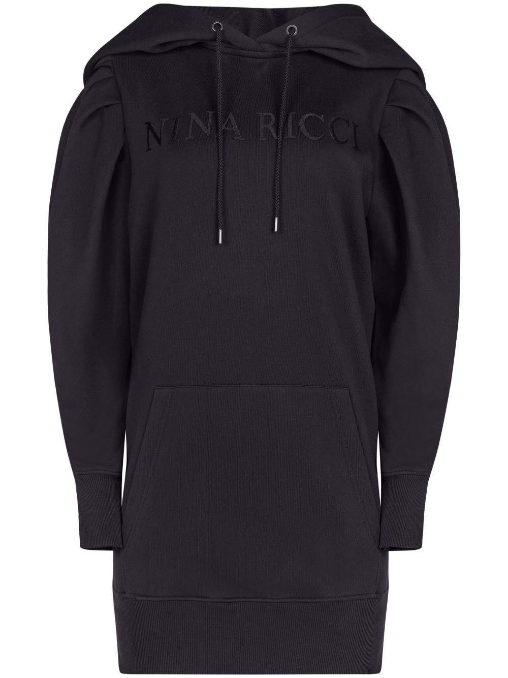 logo-embroidered hooded dress - 1