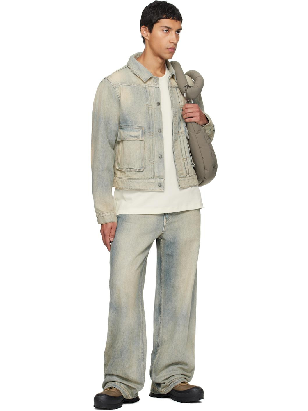 Blue Concealed Button Straight Leg Jeans - 4