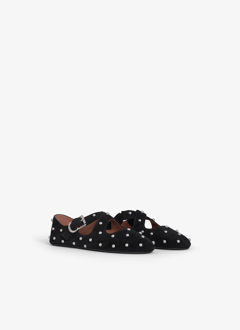 Alaïa CRISS CROSS BALLET FLATS IN SUEDE WITH STUDS outlook