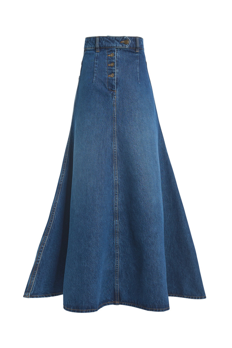 FLARED BACK TO FRONT SKIRT WITH CUTOUT CLASSIC BLUE WASH 3