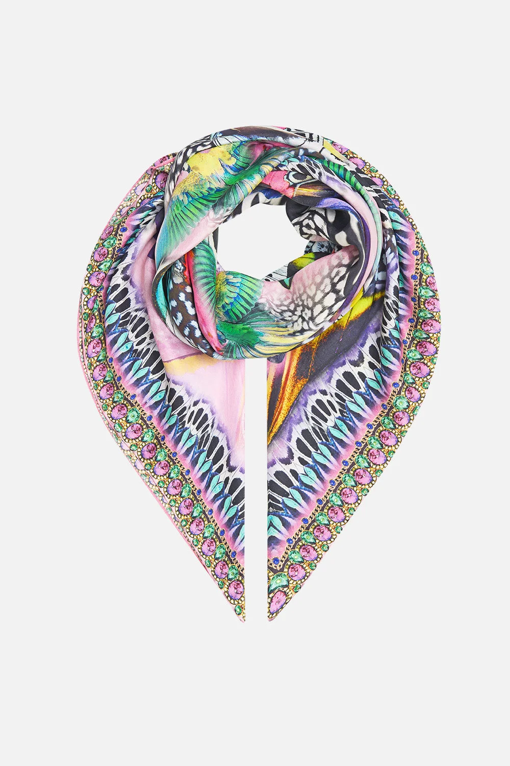 LARGE CRYSTALLED SILK SQUARE SCARF MILLAMORPHOSIS - 1