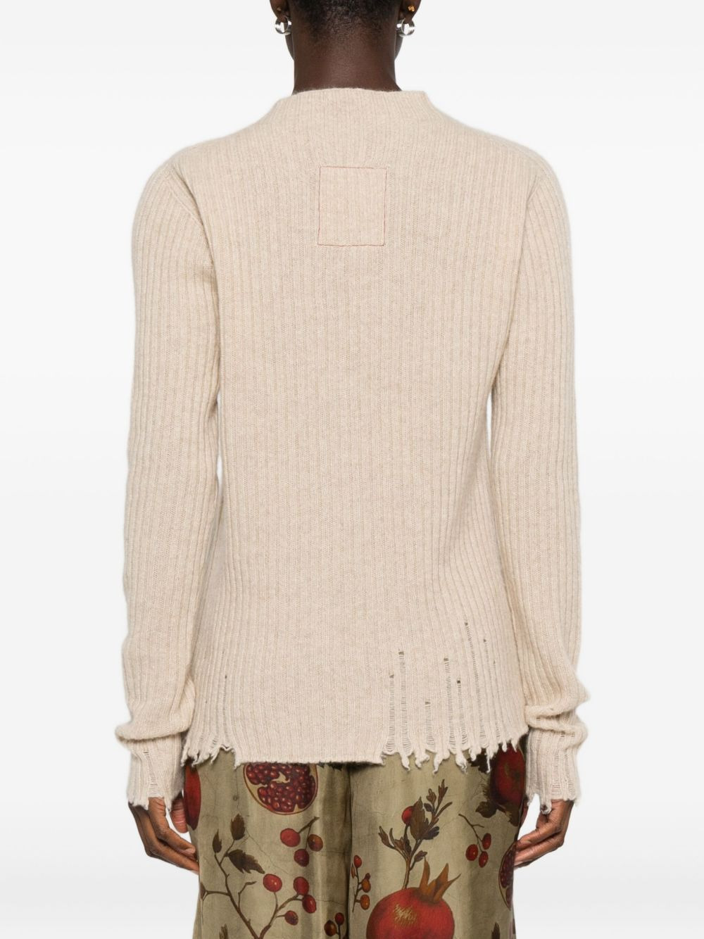 ribbed frayed-trims sweater - 4