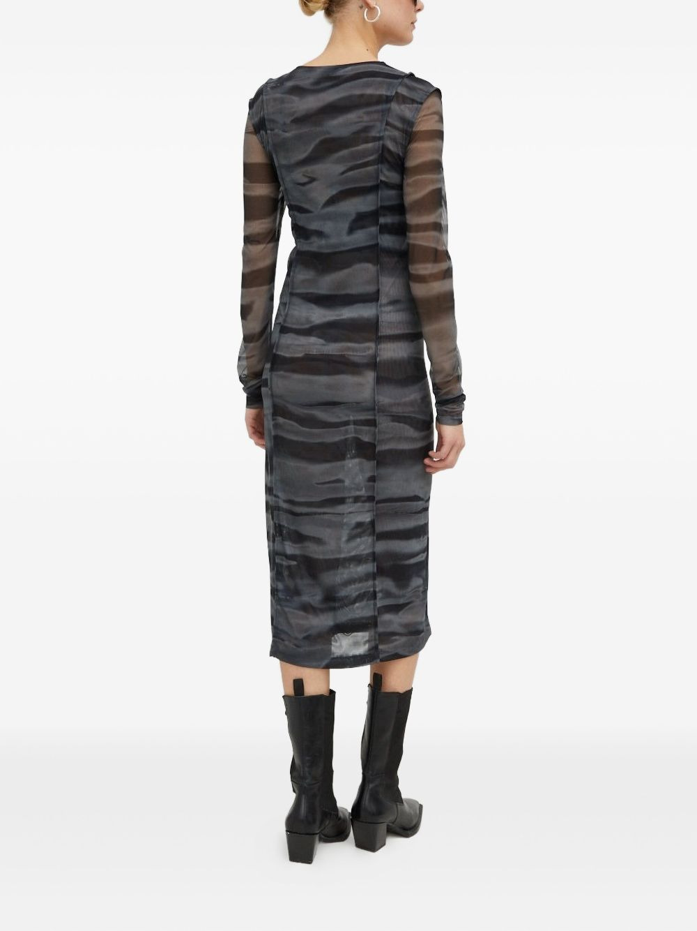 mesh-panelled midi dress - 3