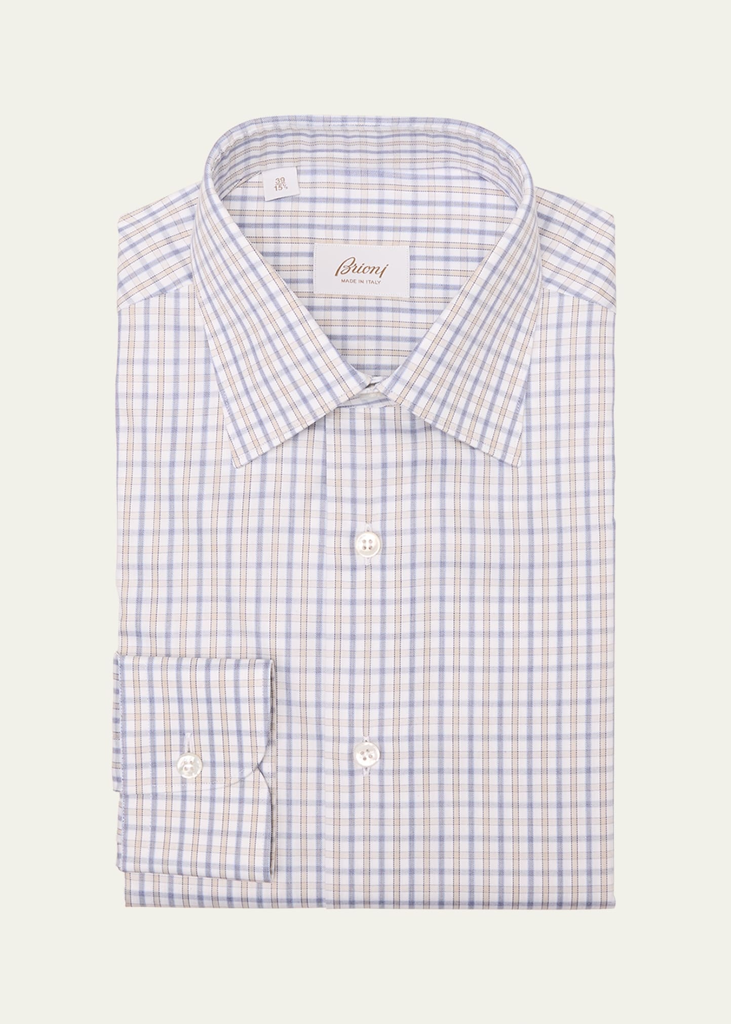 Men's Wool and Silk Graph Check Dress Shirt - 1