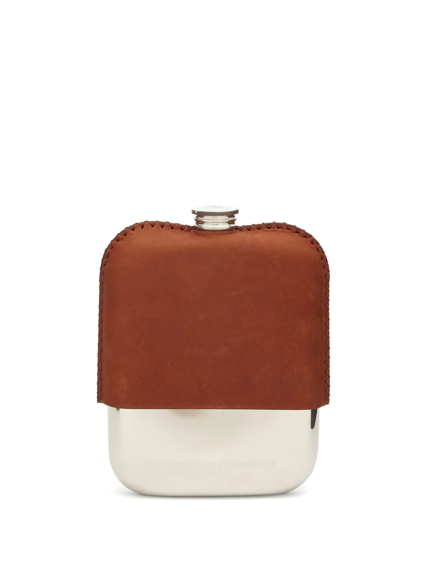 Logo-engraved sleeved metal flask - 1