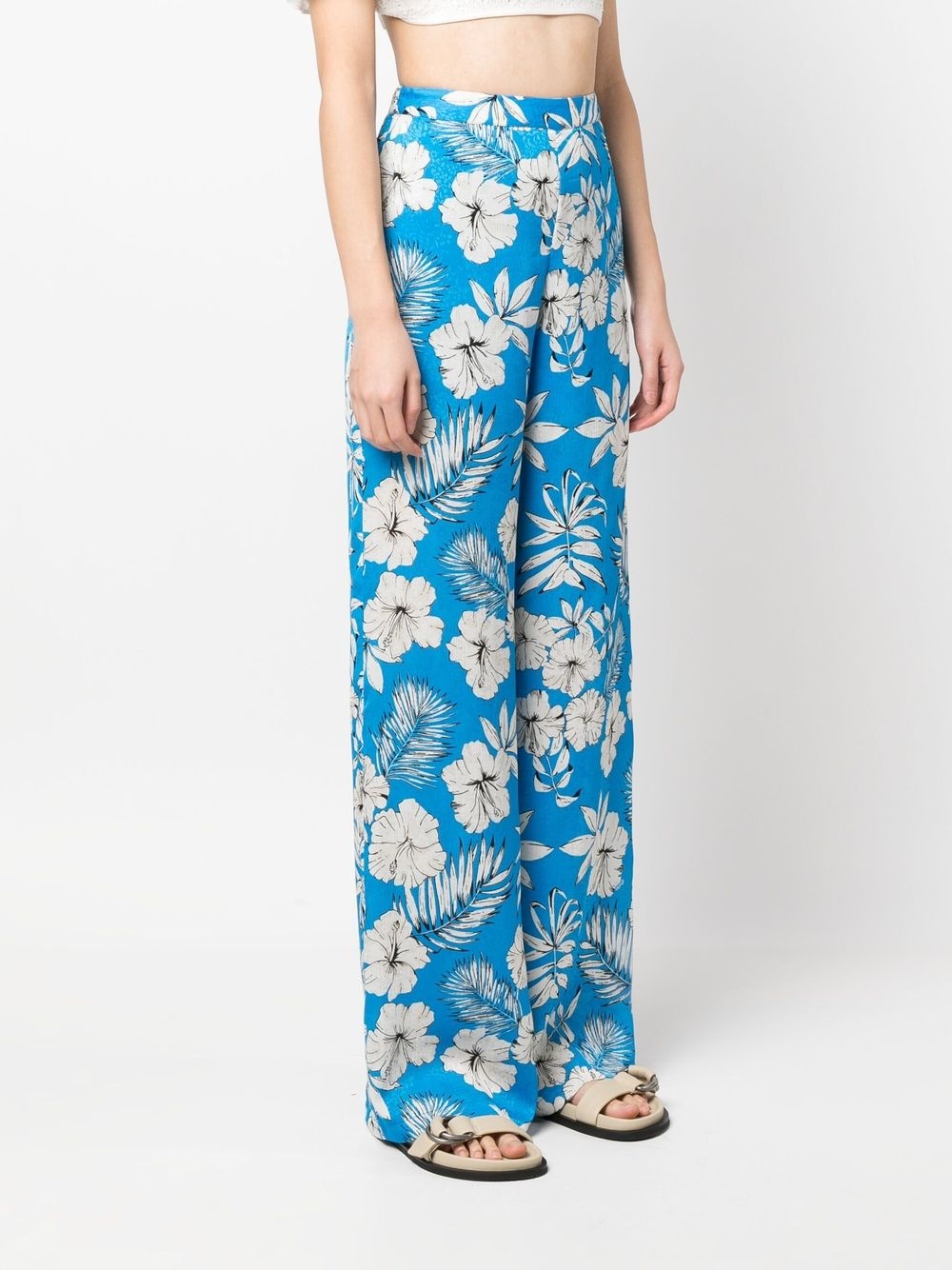 floral-print wide-leg trousers - 3