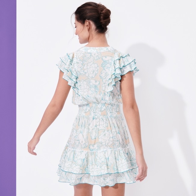 Women Mini Dress Hidden Fishes - Vilebrequin x Poupette St Barth - 4