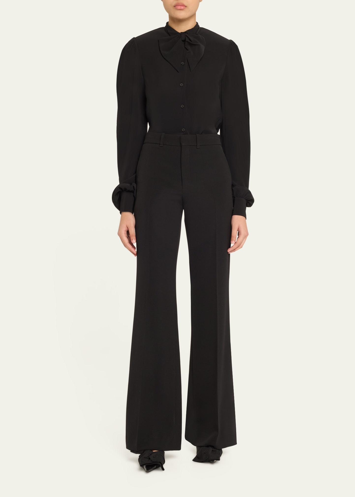 Bow Button Down Blouse - 2