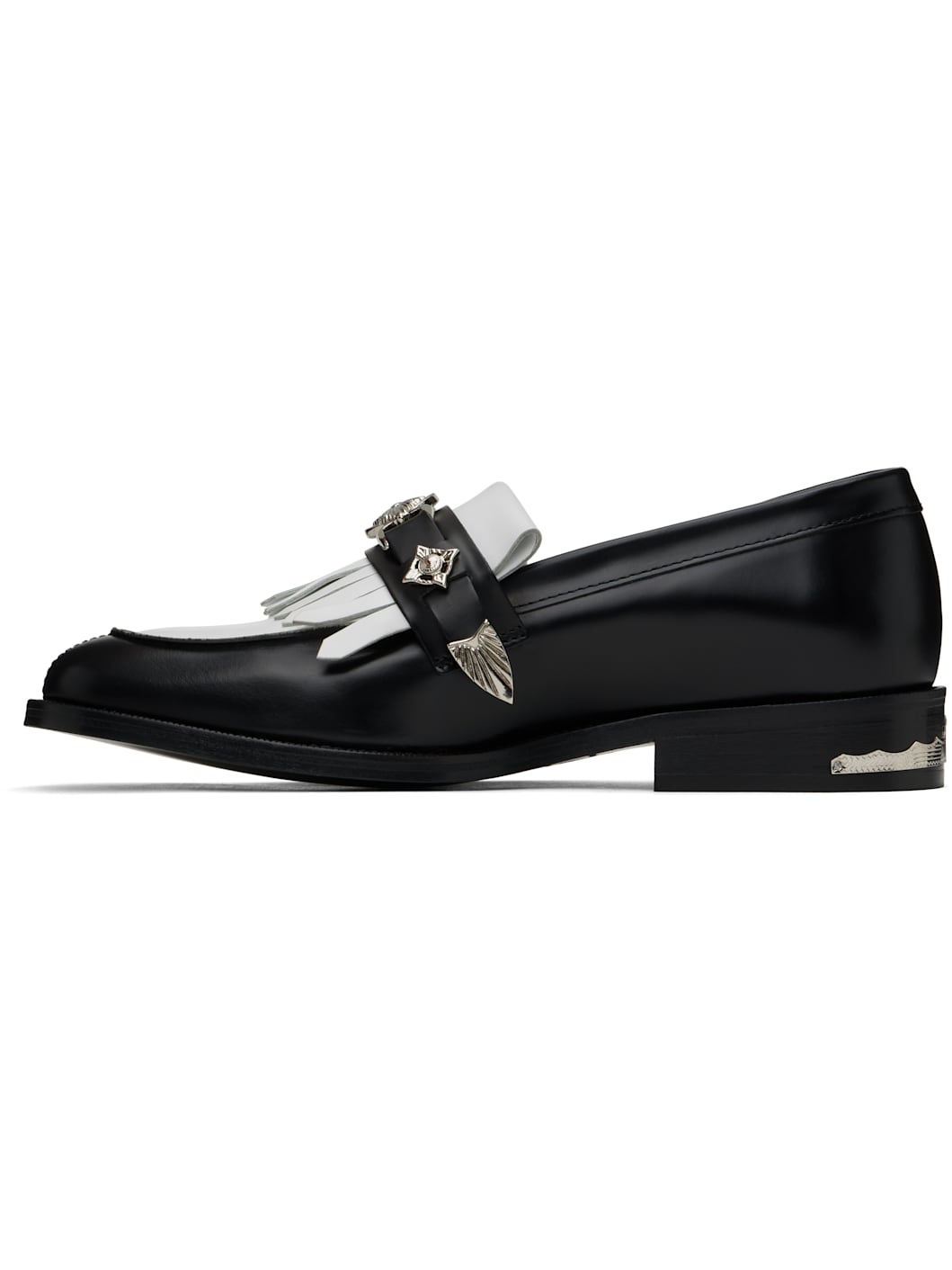 Black & White Fringe Loafers - 3