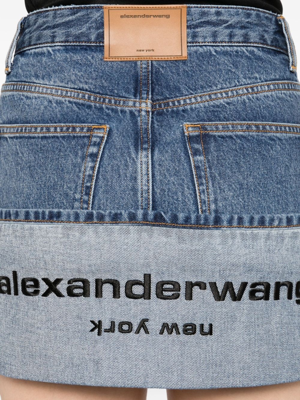 logo-embroidered denim mini skirt - 5
