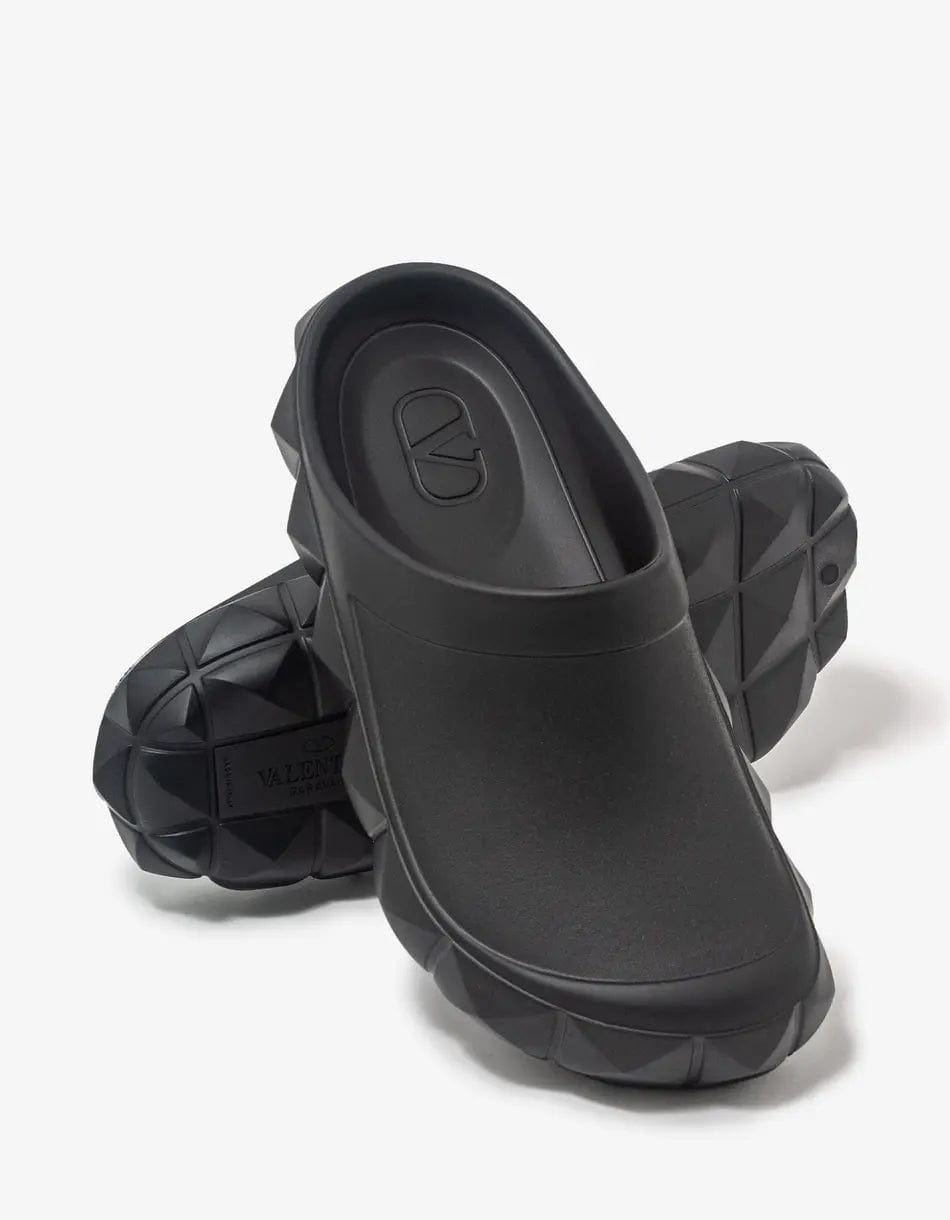 Valentino Black Roman Stud Turtle Clog - 6