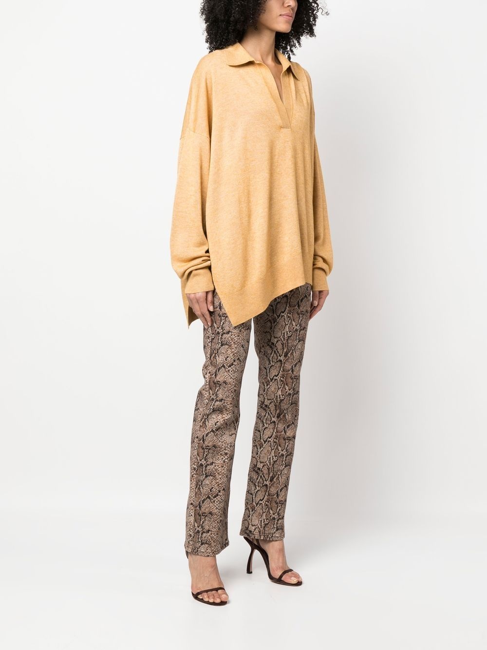 spread-collar knitted top - 3