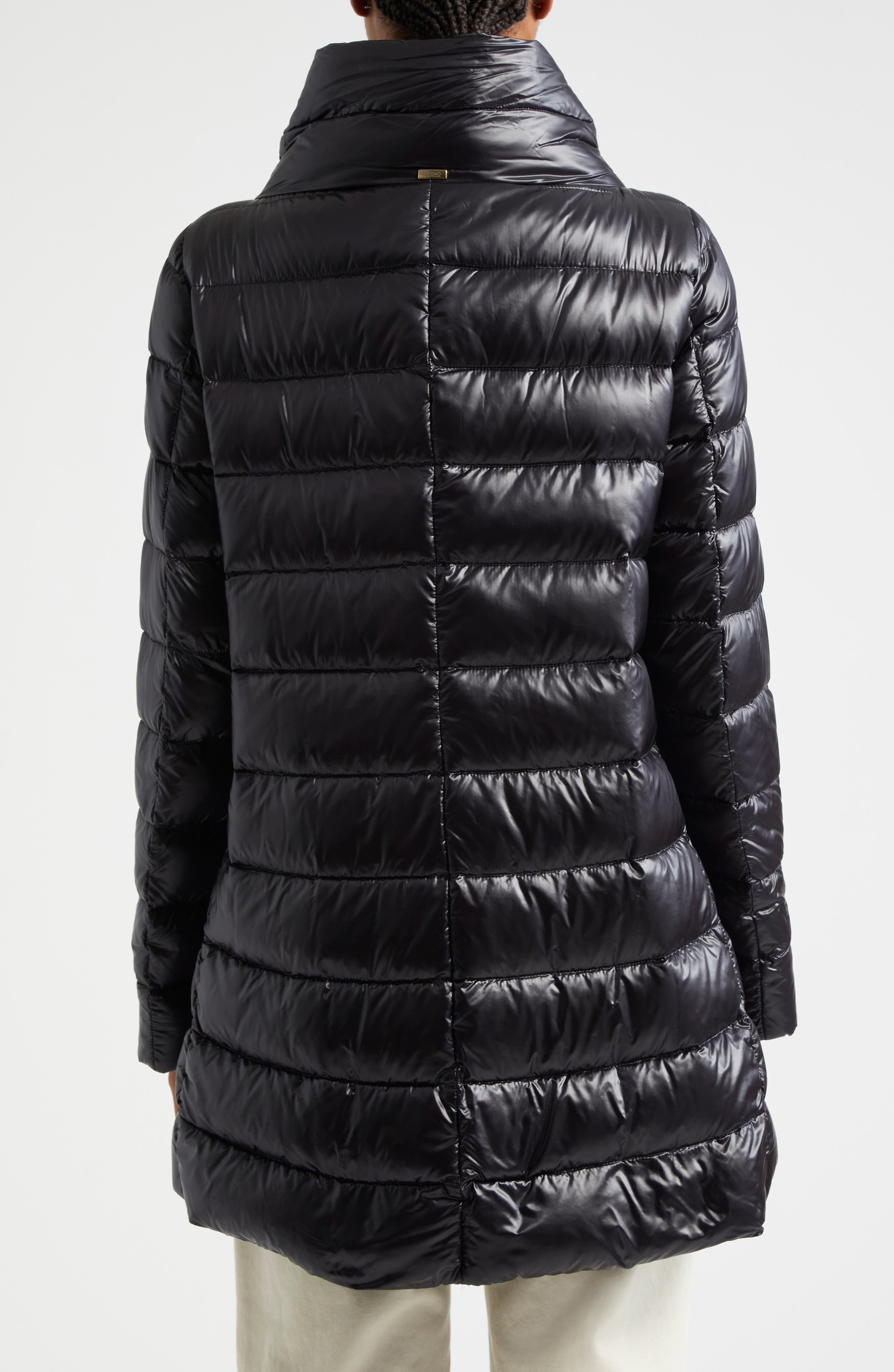 Herno Amelia Water Resistant High-Low Down Jacket in Black at Nordstrom - 2