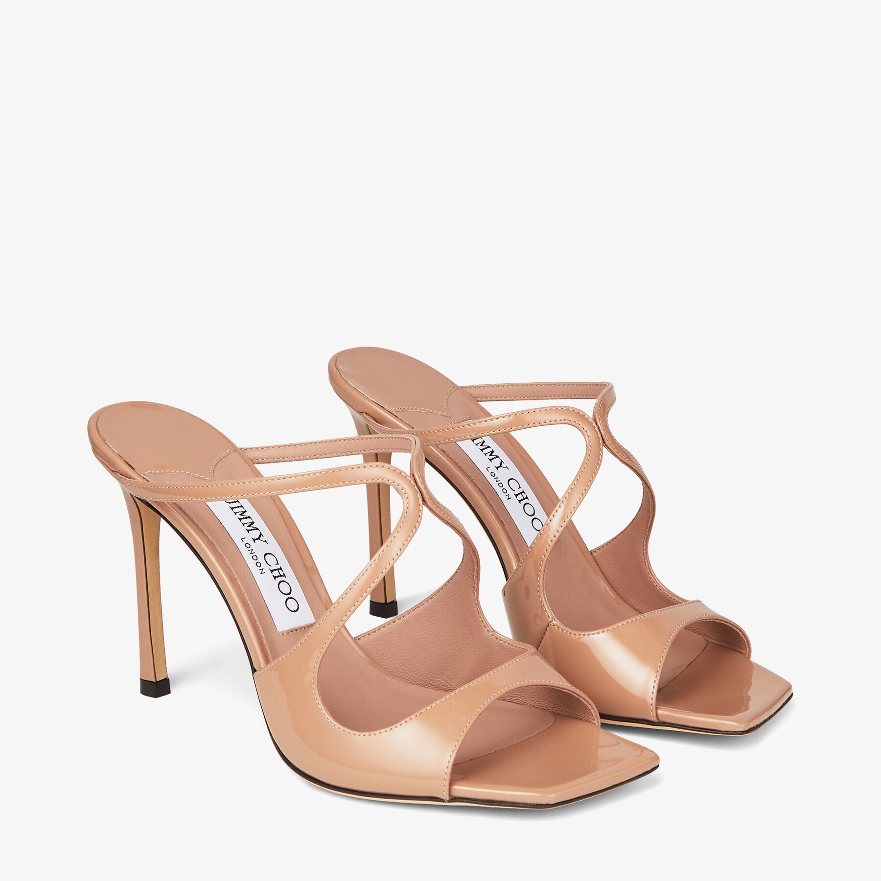 JIMMY CHOO Anise 95 Ballet Pink Patent Leather Mules