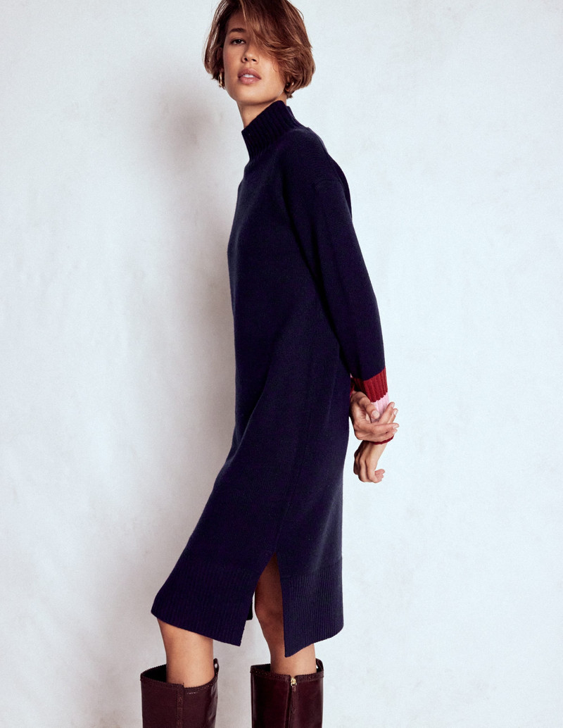 Merino Knitted Dress-Navy 3