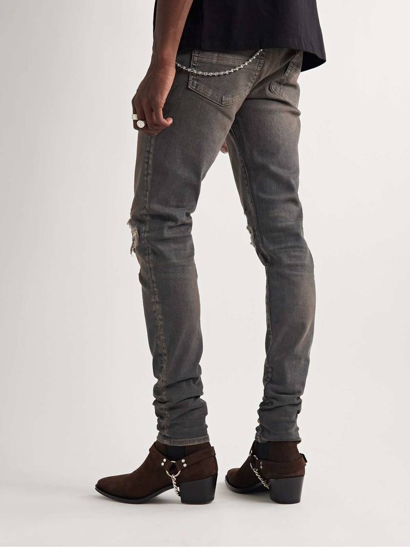 MX1 Skinny-Fit Checked Flannel-Panelled Distressed Jeans 4